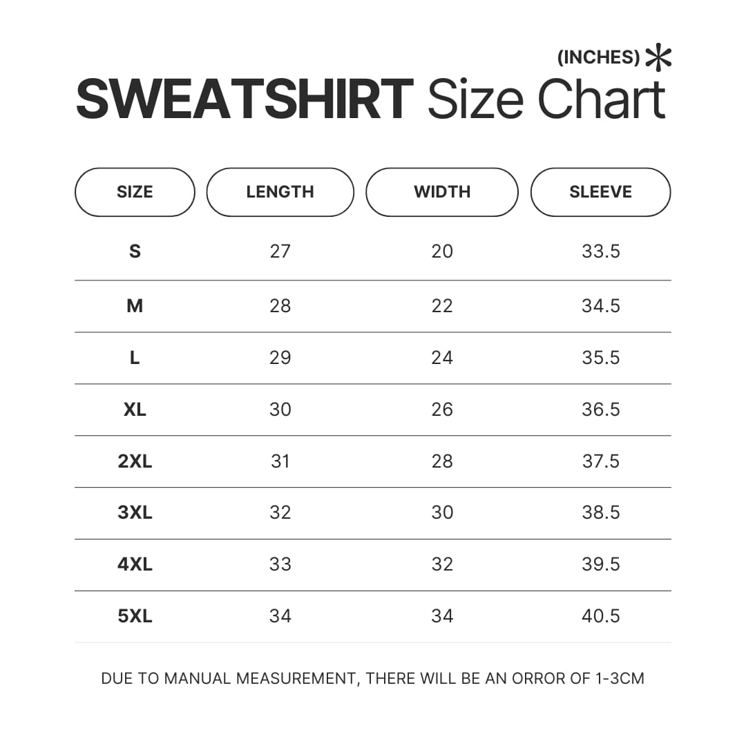 Sweatshirt Size Chart - Zootopia 2 Shop