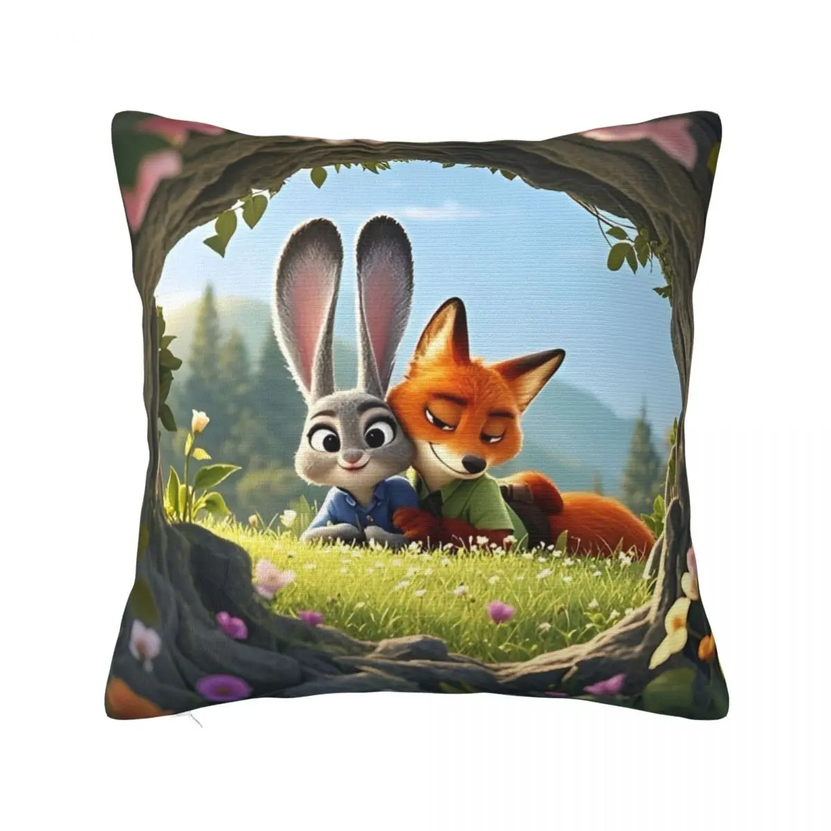 Zootopias Nick Judy Love Moment Printed Throw Pillow