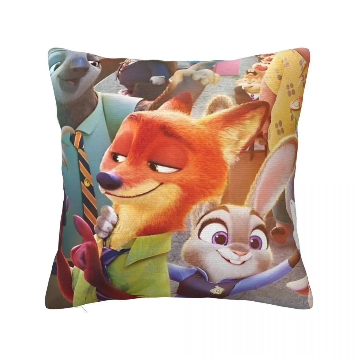 Zootopias Nick Judy Funny Moment Printed Throw Pillow