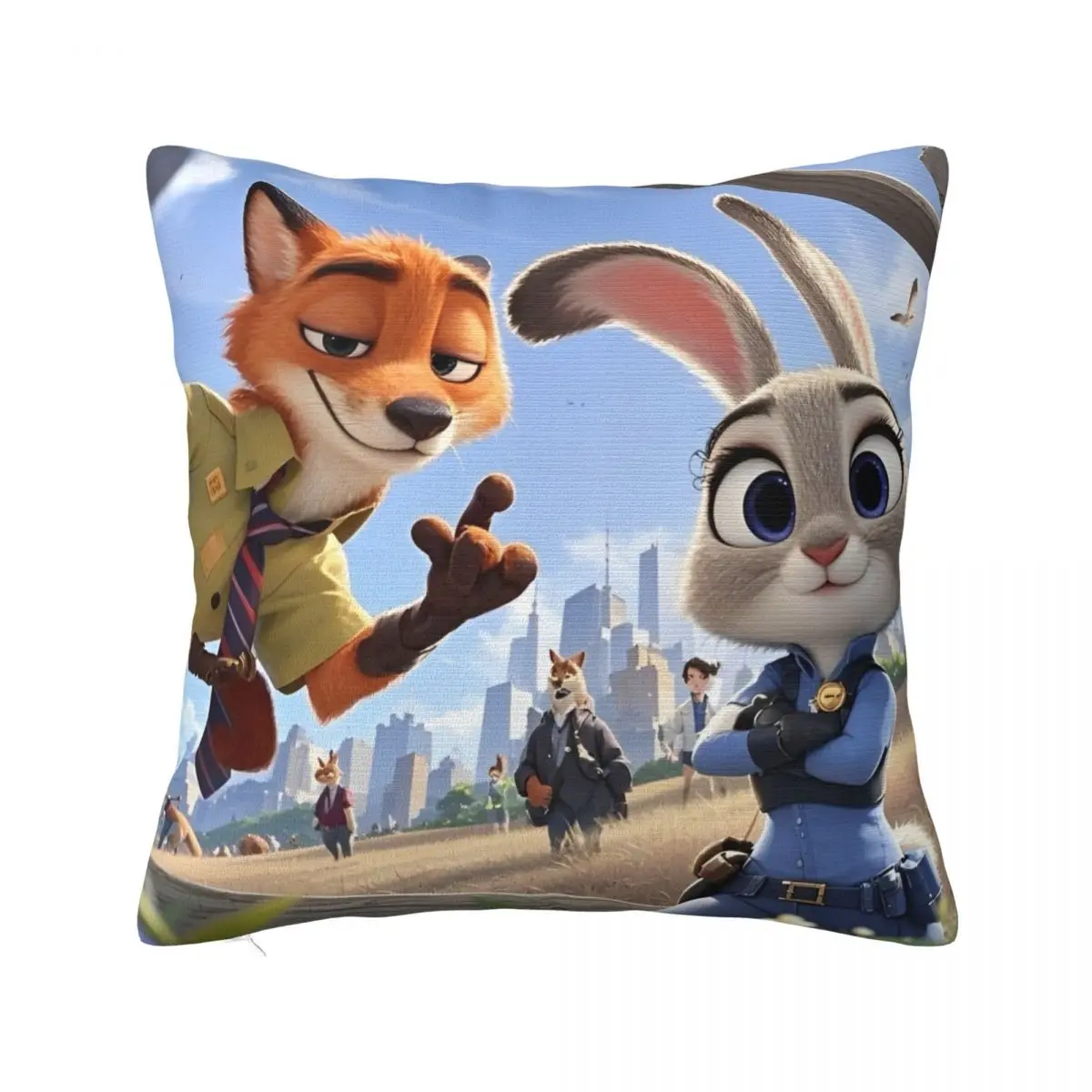 Zootopias Nick And Judy Printed Polyester Throw Pillow