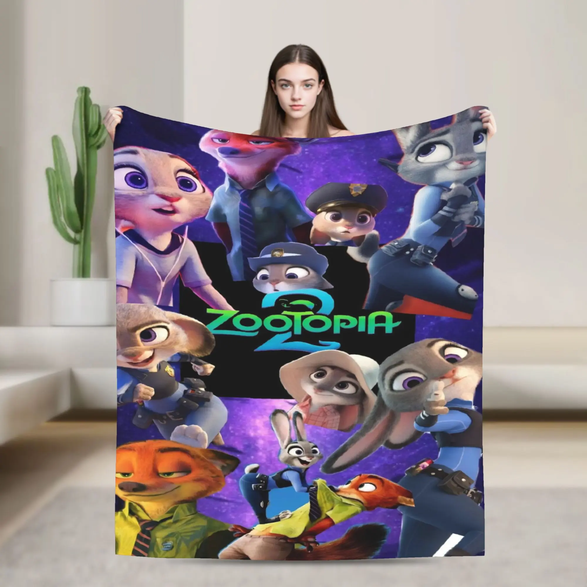 Standard Zootopia 2 Print Flannel Throw Blanket