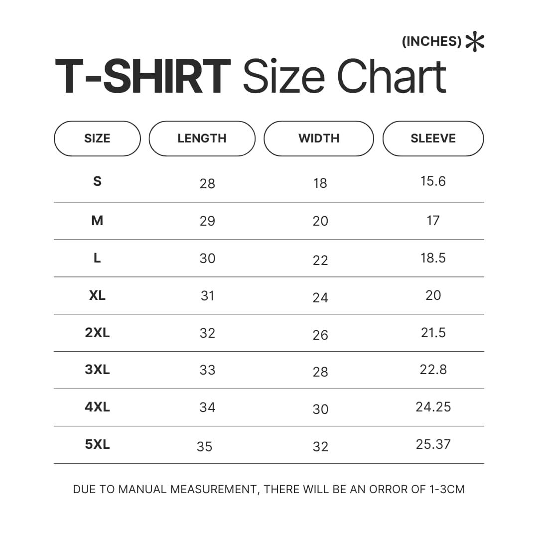 T shirt Size Chart - Zootopia 2 Shop