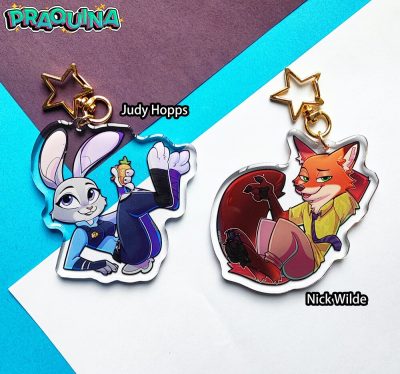 Judy Rabbit Bunny Nick Fox Acrylic Keychain
