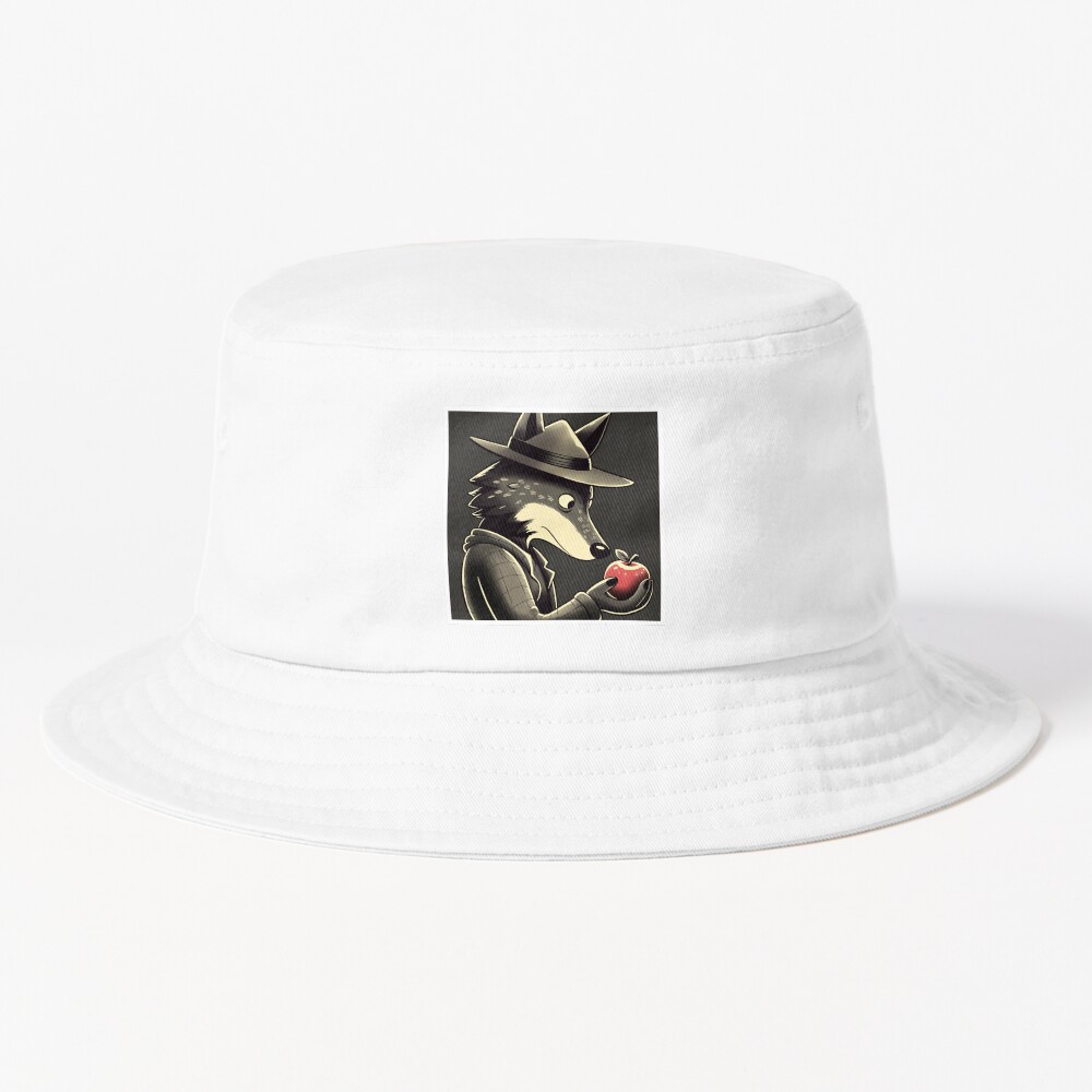Wolf In Hat With Apple Bucket Hat