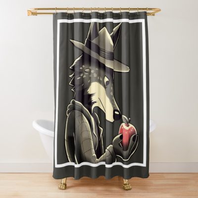 Wolf In Hat With Apple Shower Curtain