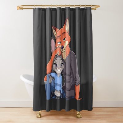 Zootopia Partners Nick And Judy Fanart Shower Curtain
