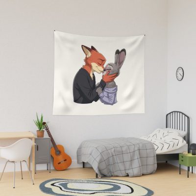 Nick And Judy Zootopia Couple Zootropolis Fox And Bunny Design Tapestry