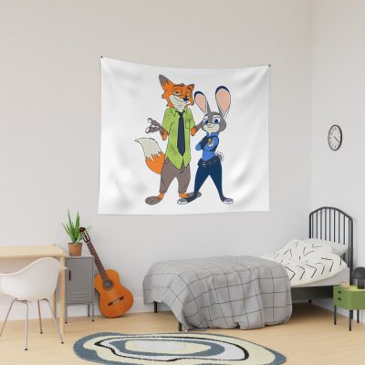 Friends Big Funny City Animals In Vintage Cartoon Tapestry
